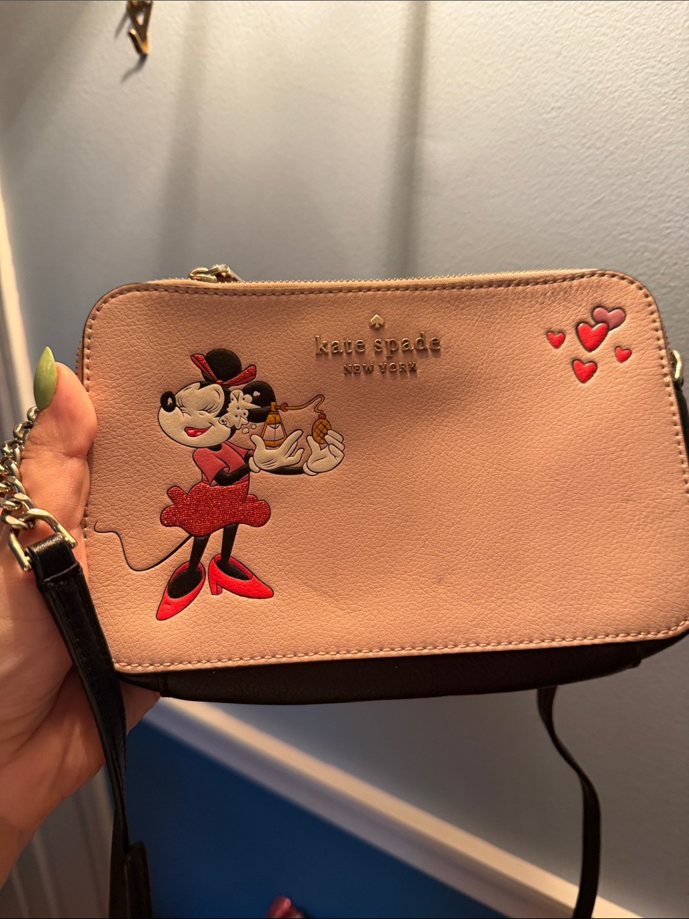 kate spade Pink and Black Minnie Mouse Crossbody Bag